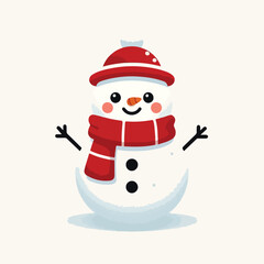 Smiling snowman with red scarf