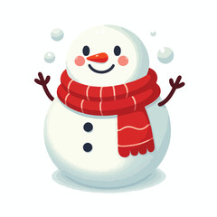 Smiling snowman with red scarf