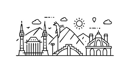 Explore skopje north macedonia city skyline vector illustration travel landmarks and famous architecture