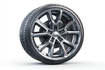 Obraz premium Metallic car wheel, isolated