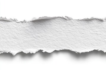 Ripped strip of white paper against white background