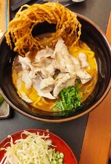 Khao Soi with Pork, Bacon and Vegetables
