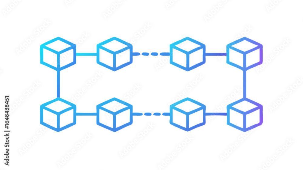 Poster blockchain technology network diagram for secure data transfer and cryptocurrency applications conce
