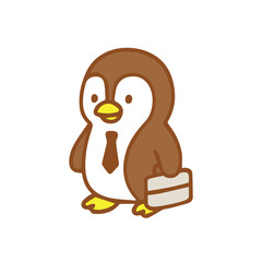 Business Penguin with Briefcase and Tie