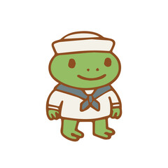 Cute cartoon frog in a sailor outfit