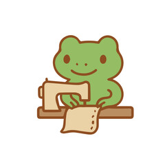 Cute Frog Sewing with a Machine
