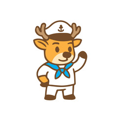 Charming Deer Sailor Mascot with Sailor Hat and Uniform
