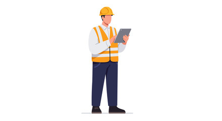 Engineer using tablet on construction site