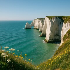 Majestic White Cliffs Overlooking Turquoise Ocean Waters
