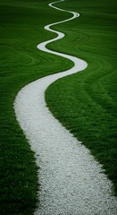 Through a green field winds a gravel path.