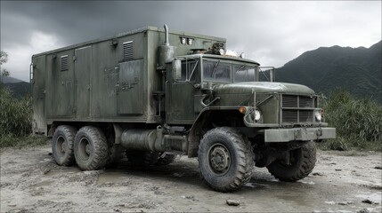 Military Cargo Truck in Mud