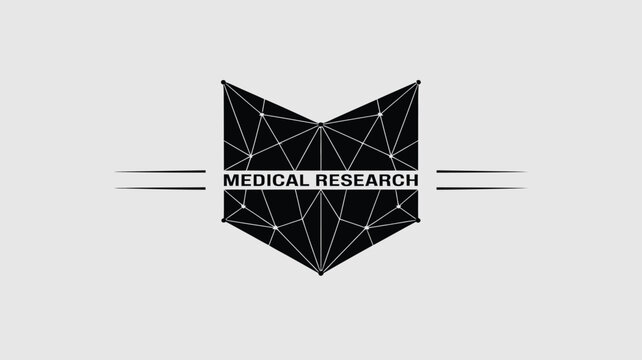 Abstract geometric logo design with 'MEDICAL RESEARCH' text symbolizing innovation and scientific discovery for healthcare and biotech industries