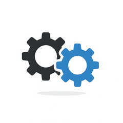 Fototapeta premium Vector of two gear wheels moving or flying to each other. Symbol of productivity. Icon of quick cooperation.