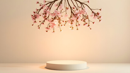 Minimalist Nature Display with Sculptural Twigs and White Pedestal