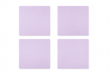 Four blank sticky notes with rounded corners arranged on a transparent background, providing space for text or design elements