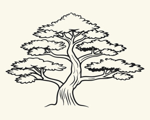 Stylized Tree Illustration A Simple Yet Elegant Design Depicting Nature's Beauty with Strong Lines and Minimalist Aesthetic Presentation