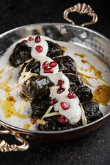 Delicious and Gourmet Stuffed Grape Leaves with Pomegranate Presentation for