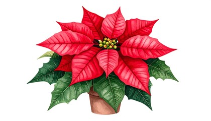 Vibrant poinsettia in terracotta pot