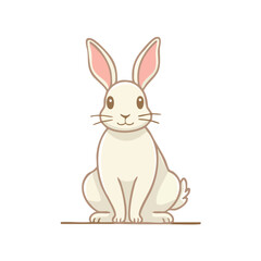 Obraz premium A charming illustration of a white rabbit with long ears, sitting upright, and looking friendly.