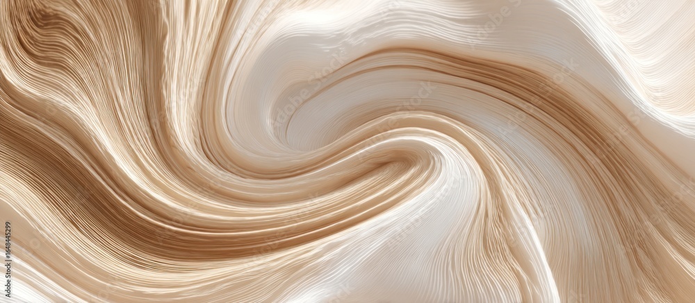 Poster abstract swirl of beige and brown lines creating a smooth flowing pattern with a central vortex poin