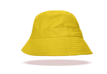 Yellow bucket hat floating PNG transparent.