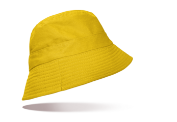 Yellow bucket hat floating PNG transparent.