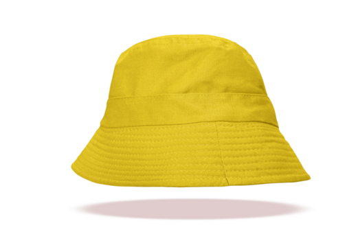 Yellow bucket hat floating PNG transparent.
