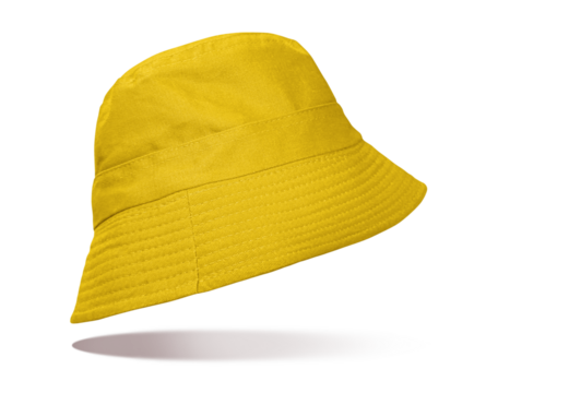 Yellow bucket hat floating PNG transparent.