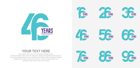 Anniversary logo set vector design, blue color for celebration event