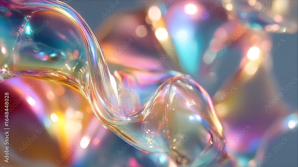Poster iridescent transparent object with reflections and refractions creates beautiful abstract art