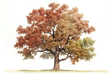 Fototapeta premium Tree plant oak white background.