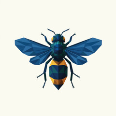 Geometric Bee with Blue Wings and Yellow Striped Abdomen