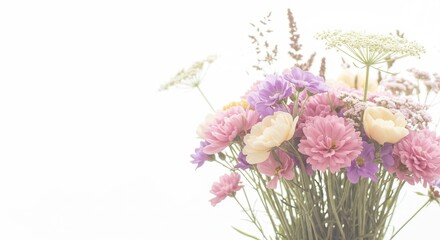Obraz premium 柔らかな光が彩る可憐な野の花束 春の穏やかさ漂う