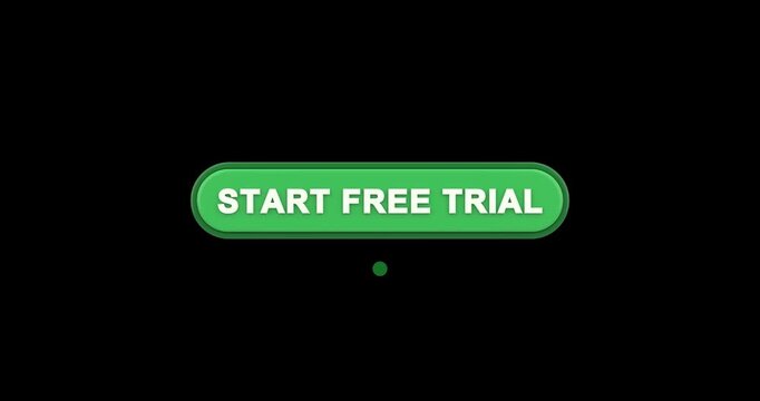 Clicking on a start free trial button with a mouse pointer. A close-up shot of an internet website. black background. Close up view. E commerce concept. Online shopping. 4k animation.