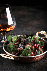 A gourmet dish expertly crafted with fresh herbs and served
