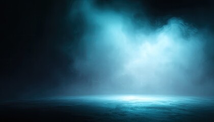 Teal-blue smoky stage backdrop
