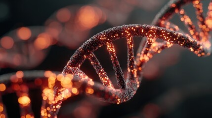 Abstract DNA helix made of light beams and dots