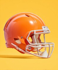 Fototapeta premium Premium Modern American Football Helmet Close-Up with Reflective Sun Flare on Gold Background for Sports Marketing and Social Media Campaigns