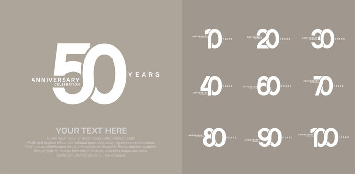 Anniversary logo set vector design, white color for celebration event