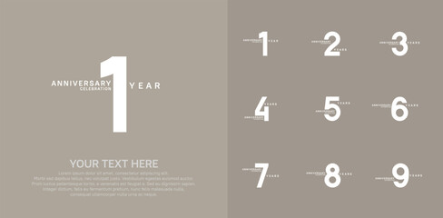 Anniversary logo set vector design, white color for celebration event