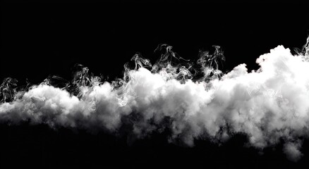 Dense white smoke plumes against a black background