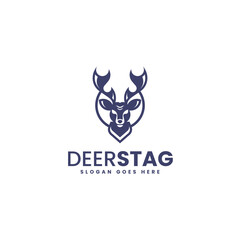 Monochrome Deer Stag Logo Design
