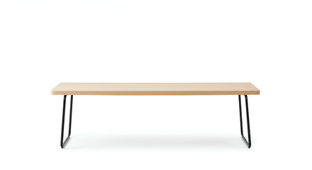 Minimalist Wood Table with Black Metal Legs on Isolated White Background