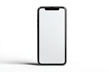 Black smartphone with blank screen, isolated on white