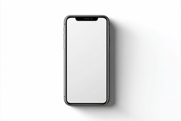 Gray smartphone, blank screen, white background