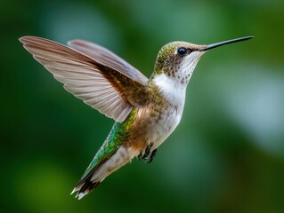 Fototapeta premium National Hummingbird Day Ruby-Throated Hummingbird in Flight Premium Summer Wildlife Image for Inspiring Nature Advocacy and Social Media Marketing Campaigns
