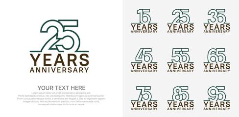 Naklejka premium Anniversary logo set vector design, green and brown color for celebration event