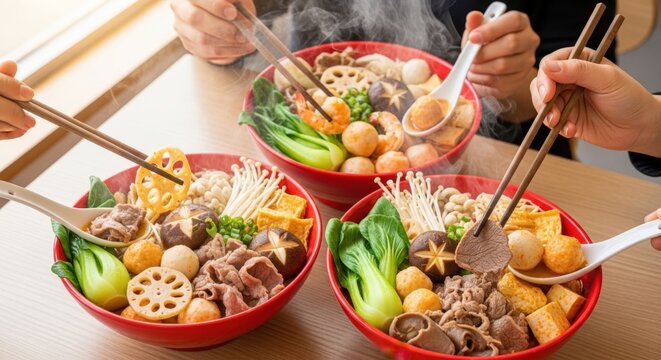 chinese food malatang seafood with vegetables