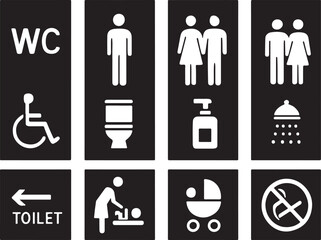 Restroom symbols accessibility baby care shower toilet