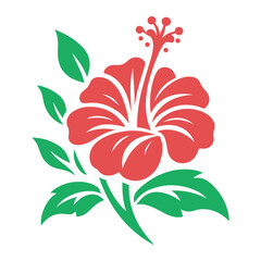 Tropical Hibiscus Vector Silhouette Emblem, ai generated